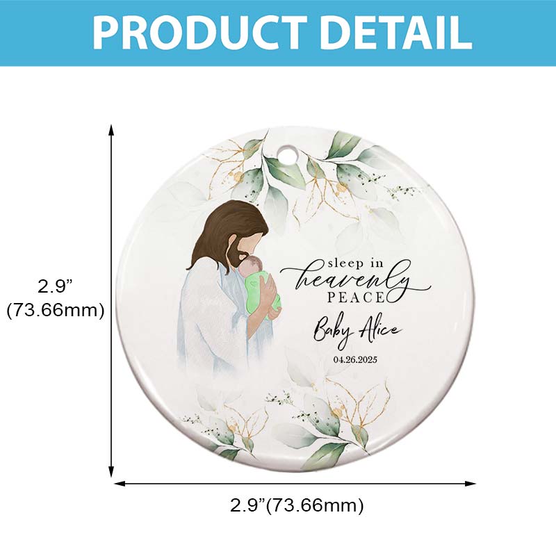 Sleep In Heavenly Peace - Personalized Circle Ceramic Ornament