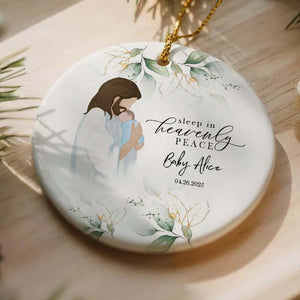 Sleep In Heavenly Peace - Personalized Circle Ceramic Ornament