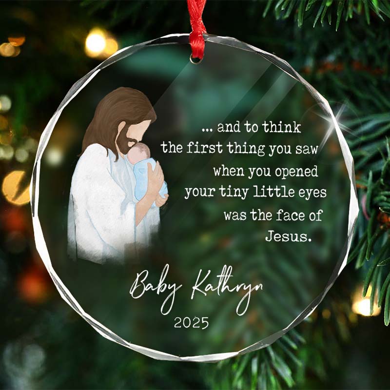 Baby Remembrance - In Loving Memory Baby Gift - Personalized Circle Glass Ornament