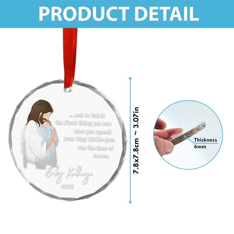 Baby Remembrance - In Loving Memory Baby Gift - Personalized Circle Glass Ornament