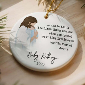 Baby Remembrance - In Loving Memory Baby Gift - Personalized Circle Ceramic Ornament