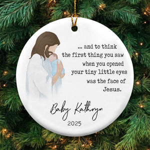 Baby Remembrance - In Loving Memory Baby Gift - Personalized Circle Ceramic Ornament
