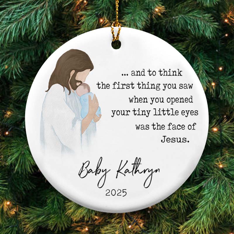 Baby Remembrance - In Loving Memory Baby Gift - Personalized Circle Ceramic Ornament