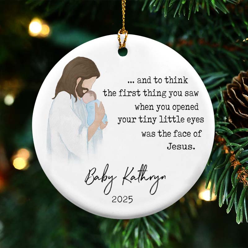 Baby Remembrance - In Loving Memory Baby Gift - Personalized Circle Ceramic Ornament