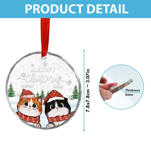 Meowy Christmas - Gift For Cat Lovers, Pet Lovers - Personalized Circle Glass Ornament