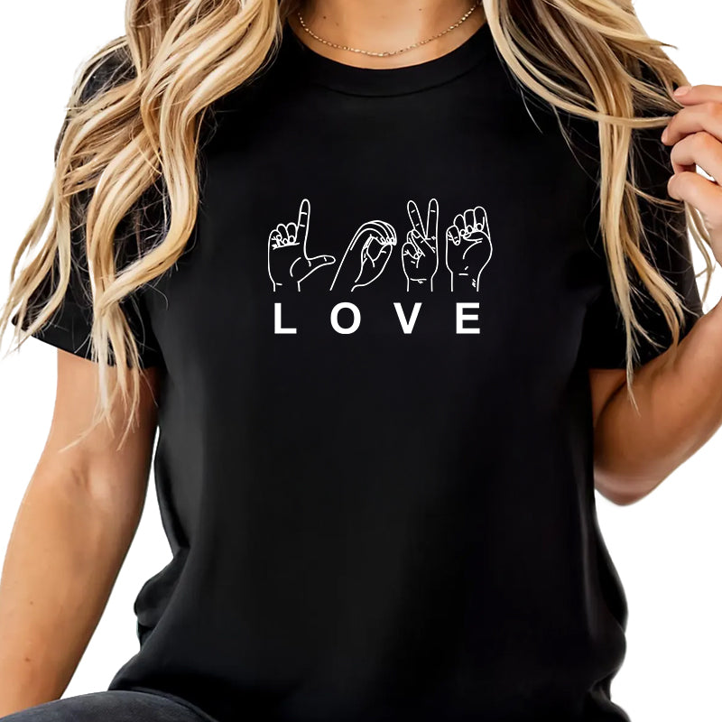 Love American Sign Language - Gift For Couple - Personalized T-Shirt
