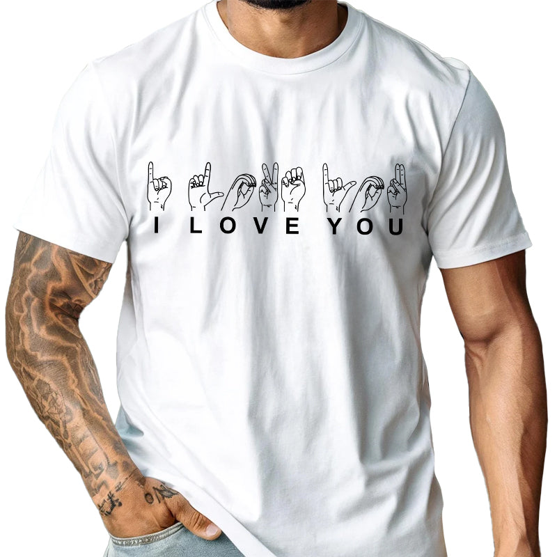Love American Sign Language - Gift For Couple - Personalized T-Shirt