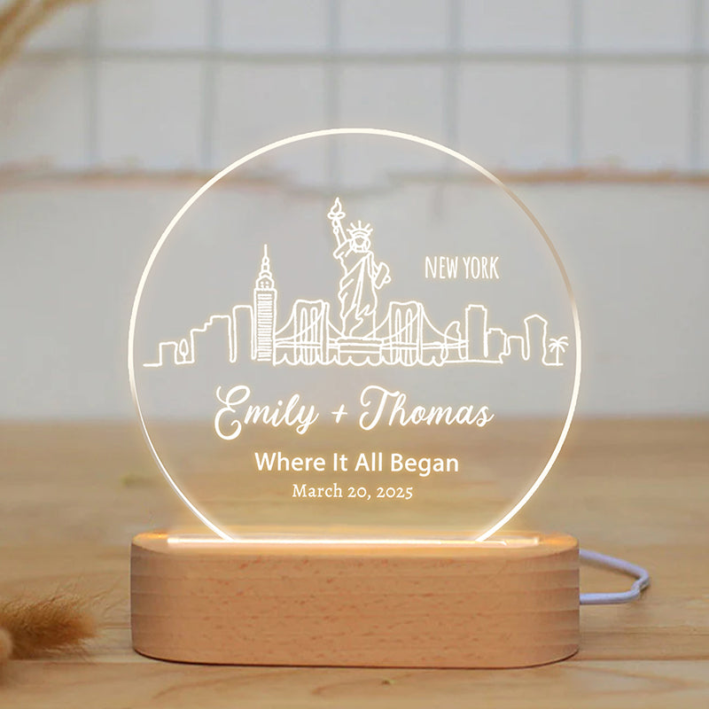City Skyline Where It All Began - Personalized LED Light