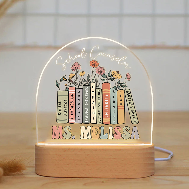 School Counselor -  Teacher Appreciation Night Light - Personalized LED Light