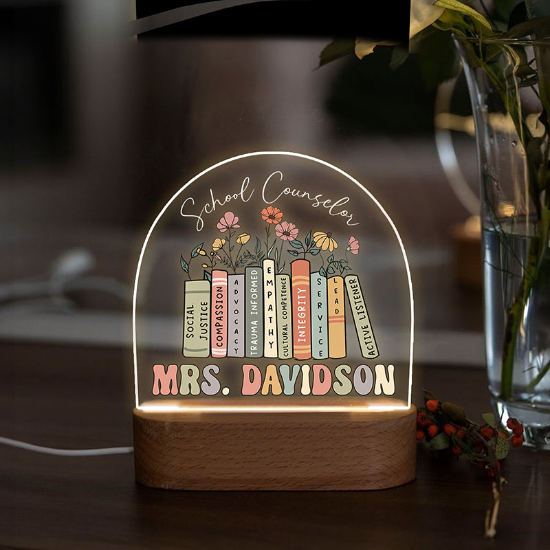 School Counselor -  Teacher Appreciation Night Light - Personalized LED Light