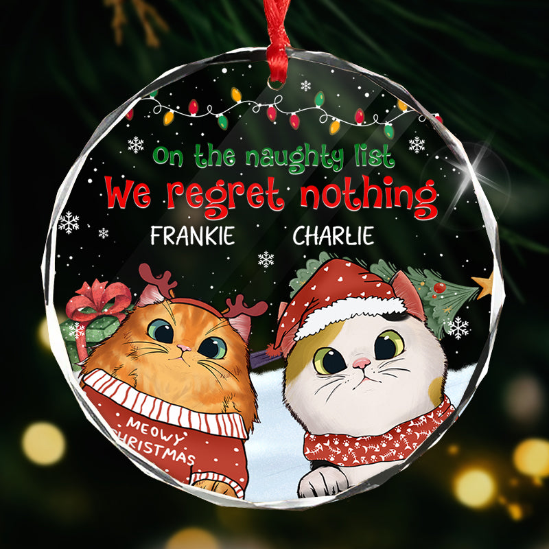 We Regret Nothing - Custom Gift For Cat Lovers - Personalized Circle Glass Ornament