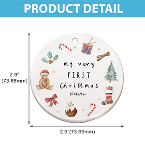 My Very First Christmas - Personalized Circle Ceramic Ornament