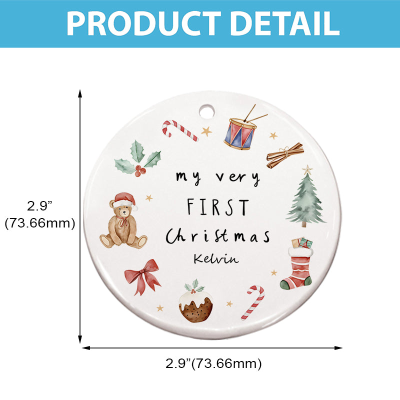 My Very First Christmas - Personalized Circle Ceramic Ornament
