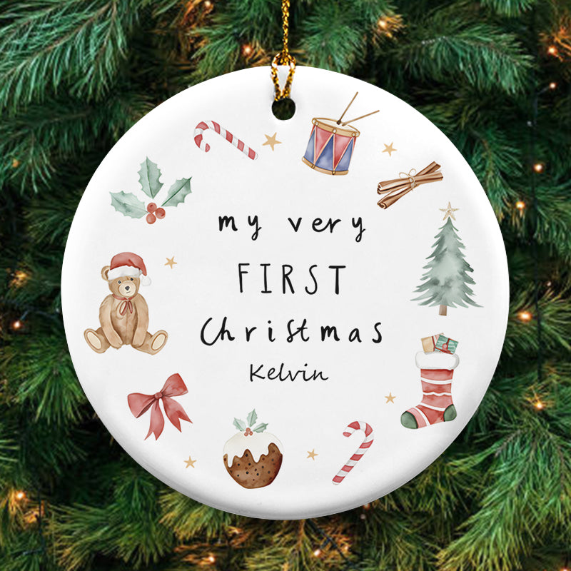 My Very First Christmas - Personalized Circle Ceramic Ornament
