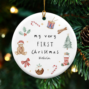 My Very First Christmas - Personalized Circle Ceramic Ornament