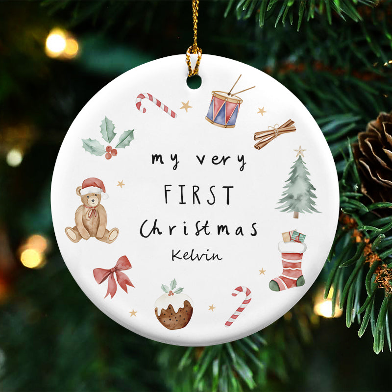 My Very First Christmas - Personalized Circle Ceramic Ornament