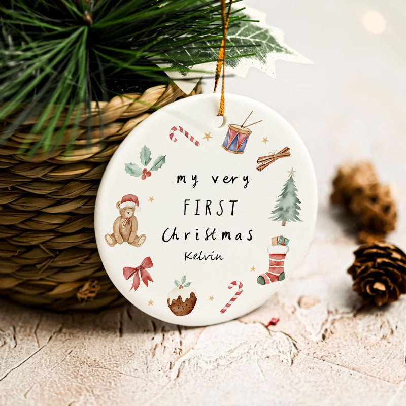 My Very First Christmas - Personalized Circle Ceramic Ornament