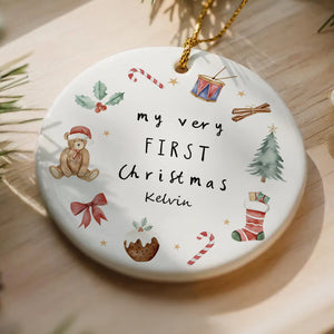 My Very First Christmas - Personalized Circle Ceramic Ornament
