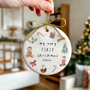 My Very First Christmas - Personalized Circle Ceramic Ornament