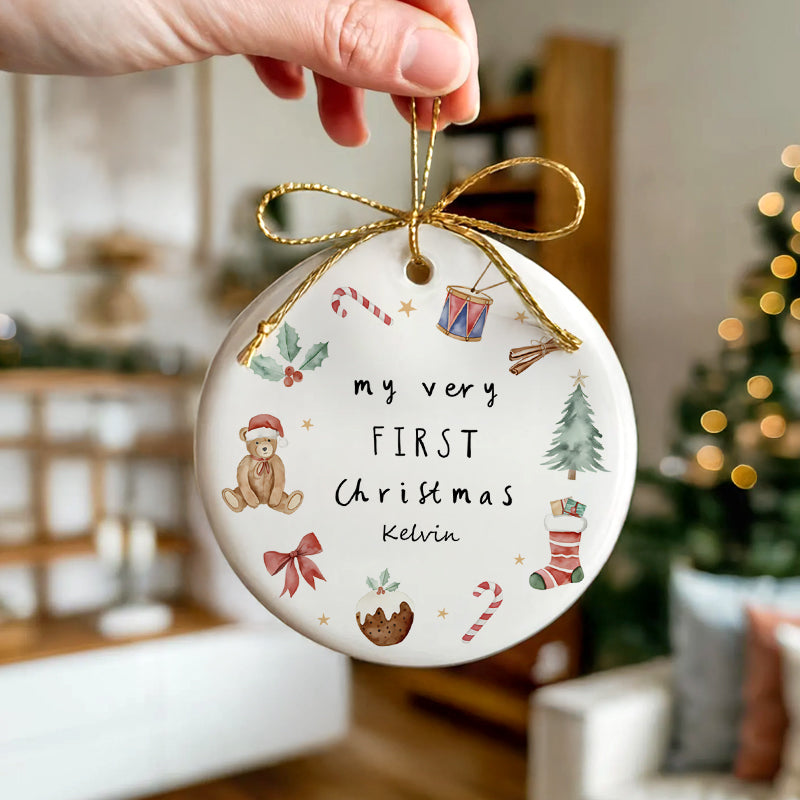 My Very First Christmas - Personalized Circle Ceramic Ornament