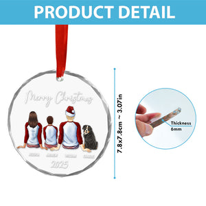 Merry Christmas Family - Custom Christmas Family Gift - Personalized Circle Glass Ornament