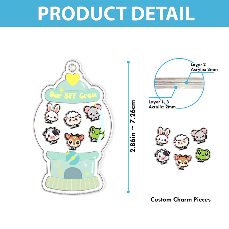 BFF Crew - Cute Friendship Gift - Personalized Acrylic Shaker Keychain