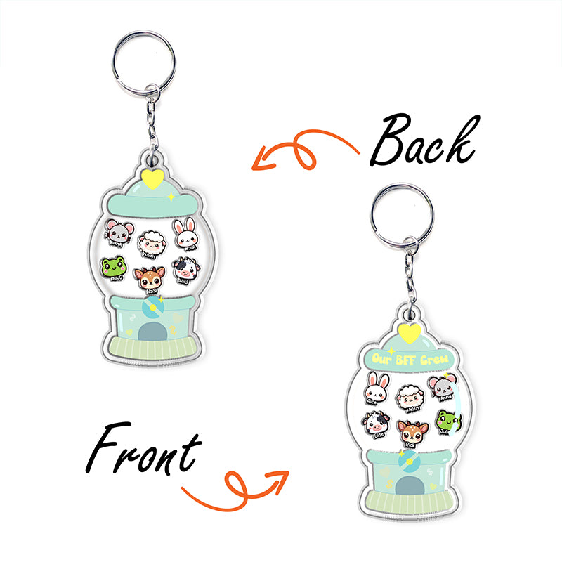 BFF Crew - Cute Friendship Gift - Personalized Acrylic Shaker Keychain