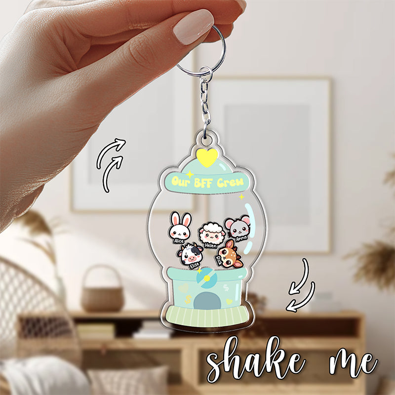 BFF Crew - Cute Friendship Gift - Personalized Acrylic Shaker Keychain