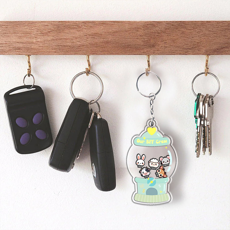 BFF Crew - Cute Friendship Gift - Personalized Acrylic Shaker Keychain