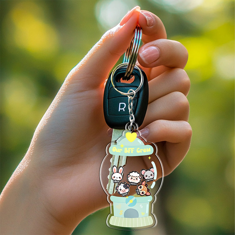 BFF Crew - Cute Friendship Gift - Personalized Acrylic Shaker Keychain
