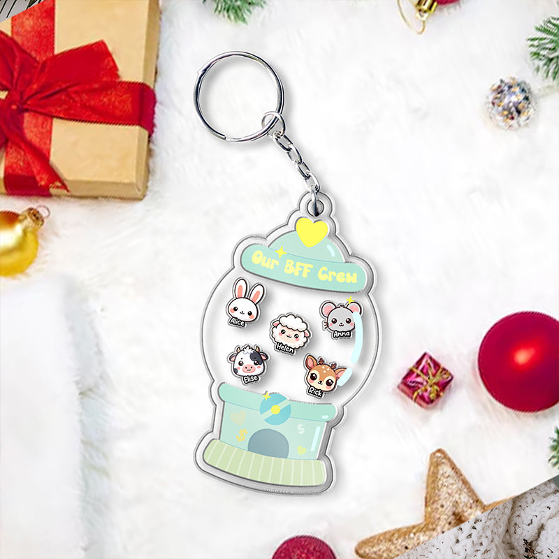 BFF Crew - Cute Friendship Gift - Personalized Acrylic Shaker Keychain