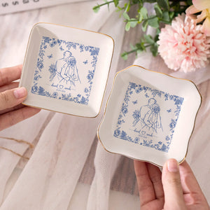 Couple Portrait - Engagement & Wedding Gift For Couples, Gift For Her, Him - Personalized Jewelry Dish