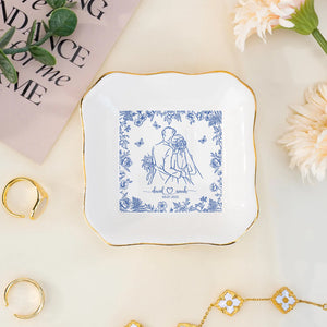 Couple Portrait - Engagement & Wedding Gift For Couples, Gift For Her, Him - Personalized Jewelry Dish
