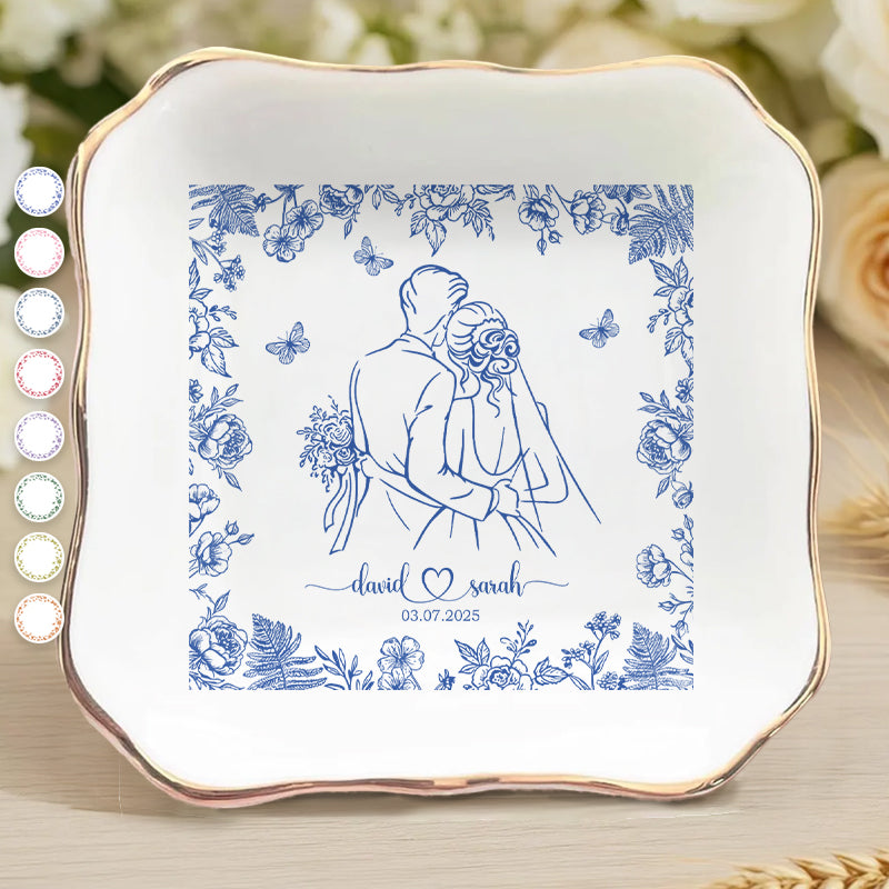 Couple Portrait - Engagement & Wedding Gift For Couples, Gift For Her, Him - Personalized Jewelry Dish