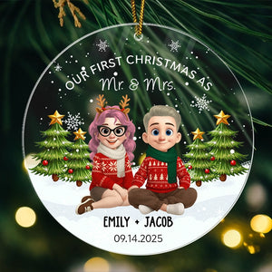 Our First Christmas As Mr And Mrs - First Christmas Married Gift - Personalized Acrylic Ornament