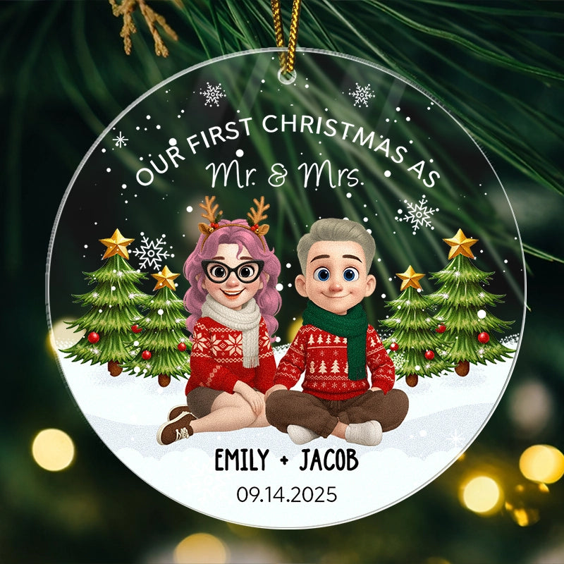 Our First Christmas As Mr And Mrs - First Christmas Married Gift - Personalized Acrylic Ornament