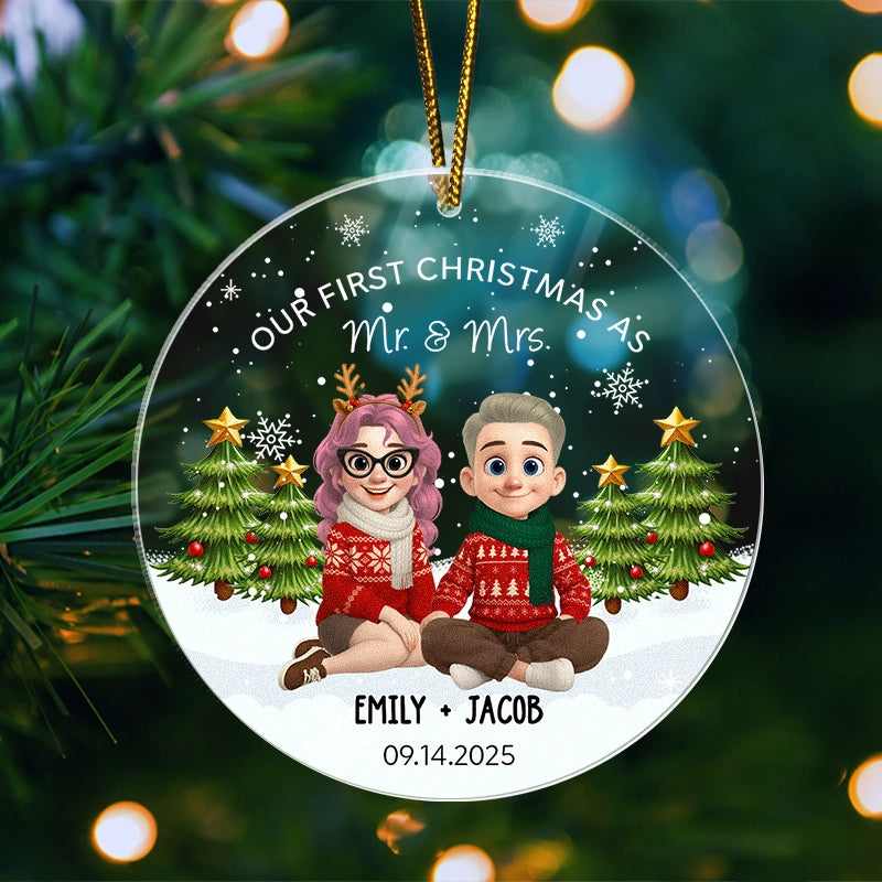 Our First Christmas As Mr And Mrs - First Christmas Married Gift - Personalized Acrylic Ornament