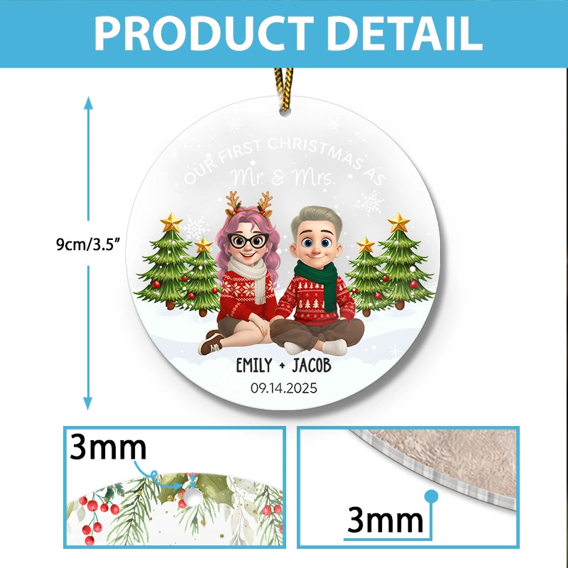 Our First Christmas As Mr And Mrs - First Christmas Married Gift - Personalized Acrylic Ornament