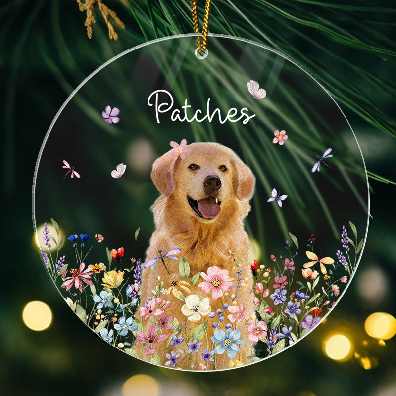 Custom Pet With Flowers - Christmas Gift For Dog, Cat Lovers - Personalized Acrylic Ornament