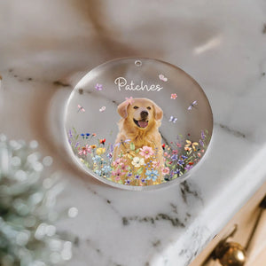 Custom Pet With Flowers - Christmas Gift For Dog, Cat Lovers - Personalized Acrylic Ornament