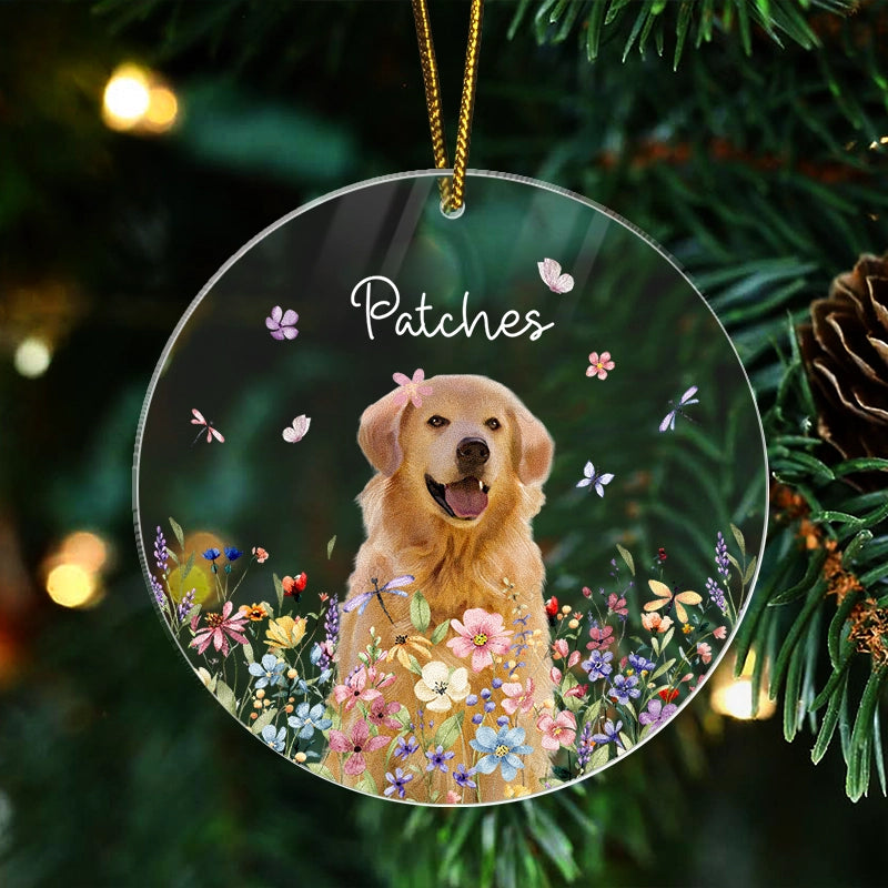 Custom Pet With Flowers - Christmas Gift For Dog, Cat Lovers - Personalized Acrylic Ornament