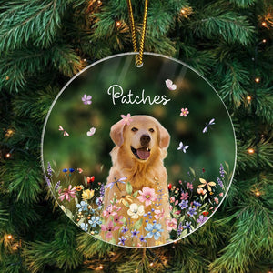 Custom Pet With Flowers - Christmas Gift For Dog, Cat Lovers - Personalized Acrylic Ornament