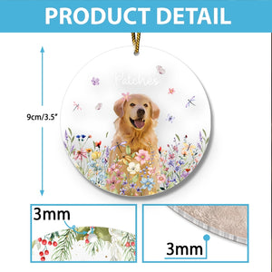 Custom Pet With Flowers - Christmas Gift For Dog, Cat Lovers - Personalized Acrylic Ornament