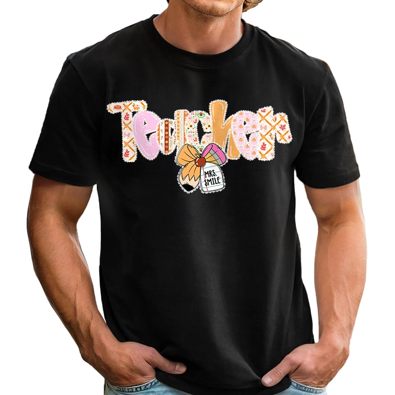 Cute Teacher Coquette Bow - Teacher Gift - Personalized T-Shirt