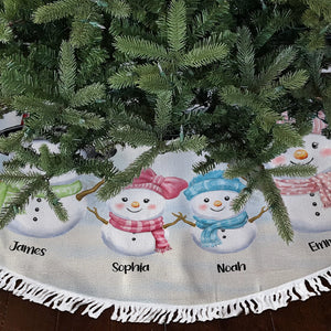 Christmas Snowman Family - Custom Gift For Family Members - Personalized Christmas Tree Skirt