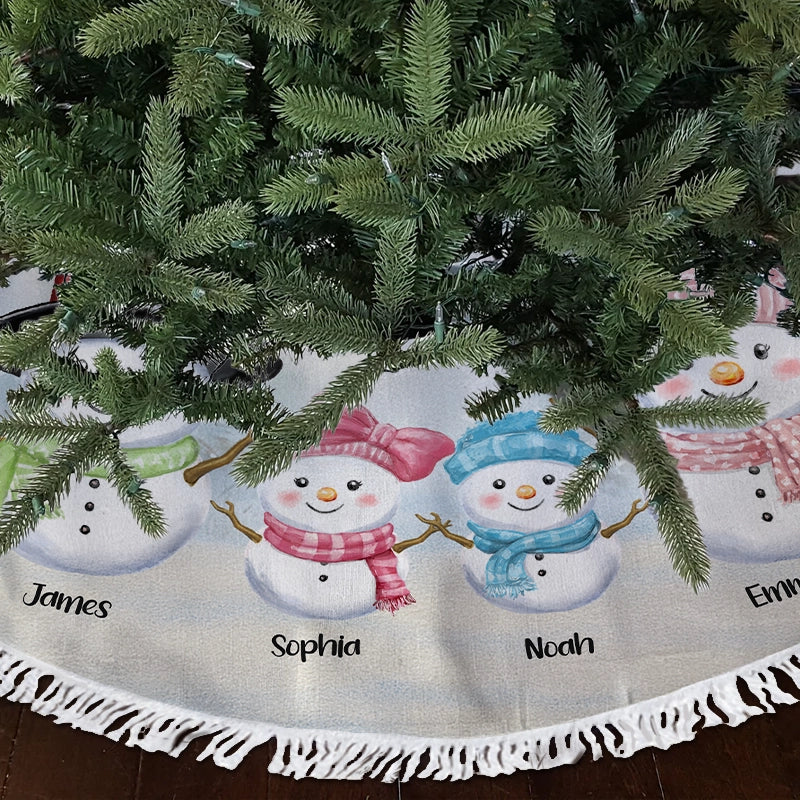 Christmas Snowman Family - Custom Gift For Family Members - Personalized Christmas Tree Skirt