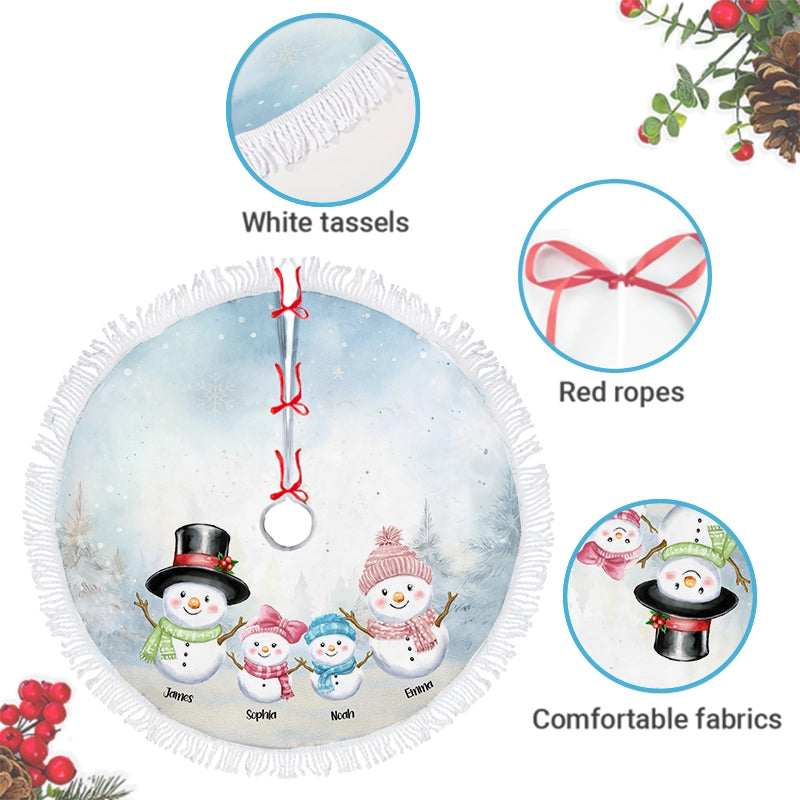 Christmas Snowman Family - Custom Gift For Family Members - Personalized Christmas Tree Skirt