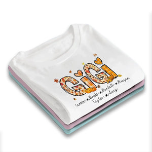 Gigi Fall Pumpkin Plaid - Gift For Grandma, Mom - Personalized T-Shirt