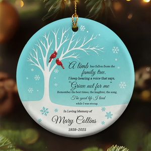Cardinal Memorial Grieve Not For Me - Loss of Loved One Gift - Personalized Circle Ceramic Ornament