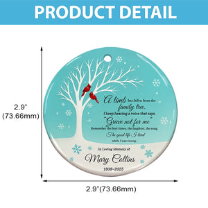 Cardinal Memorial Grieve Not For Me - Loss of Loved One Gift - Personalized Circle Ceramic Ornament